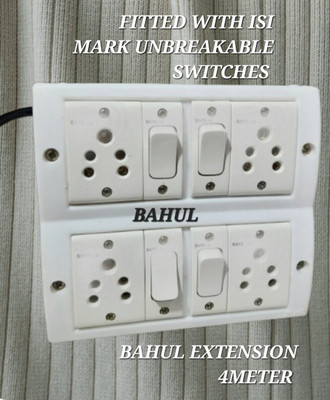 BAHUL Multioutlet extension board FITTED 4+4SOCKET unbreakable 4  Socket Extension Boards(White, 4 m)