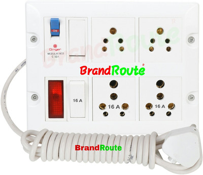BrandRoute Power Modular Extension Board Fitted with Copper Wire 4  Socket Extension Boards(White, 4 m)