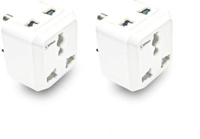 EMBox 2 Pin Multi Plug Socket Pack of 2 Type D for Computer Laptop Phone Camera 6A 2  Socket Extension Boards(White, 0 m)