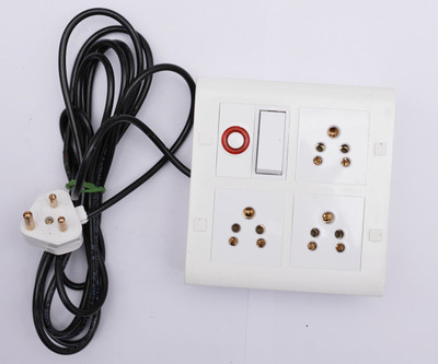 cromium 8 modular 3 shocket 1 switch 1 indicator 5 Miter wire 4X 3  Socket Extension Boards(White, 5 m)