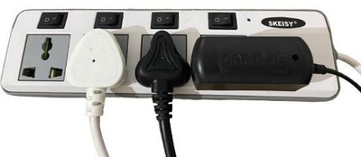 Skeisy 4 SOCKET PLUS 4 SWITCH EXTENSION BOARD WITH INBUILD LED SWITCH ,3MTR WIRE 4  Socket Extension Boards(Grey, 3 m)