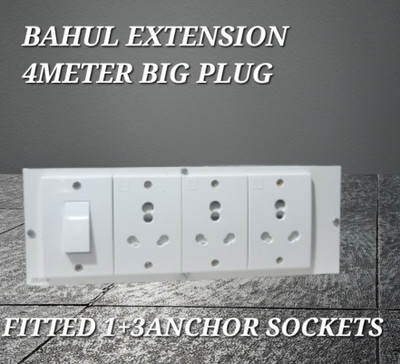 BAHUL HEAY DUTY 1500WATT CAPACITY EXTENSION WITH BIG PLUG 3  Socket Extension Boards(White, 4 m)