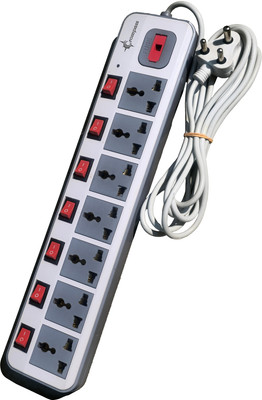 CROMPASS Edge 13A Extension Board with Individual Switch-Multi Plug with 7  Socket Extension Boards(White, Grey, 3.5 m)