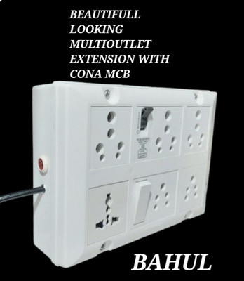 BAHUL MULTIOUTLET EXTENSION BOARD WITH CONA MCB BIG PLUG 6  Socket Extension Boards(White, 4 m)