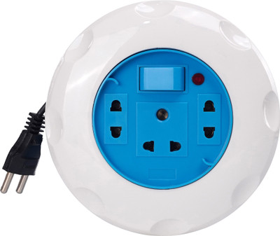 Orril Multi Plug Extension Board with 4 Meter Cord 3 Universal Sockets 3  Socket Extension Boards(White, Blue, 4 m)