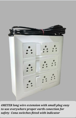 BAHUL 9 socket 2 switches extension small plug 9  Socket Extension Boards(White, 4 m)