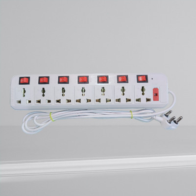 HASRU Surge Protecter strip 7 socket 1m cored_55 7  Socket Extension Boards(Red, White, 3.2 m)