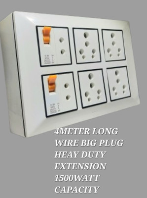 BAHUL Doubel MCB 1500WATT CAPACITY EXTENSION 6  Socket Extension Boards(White, 4 m)