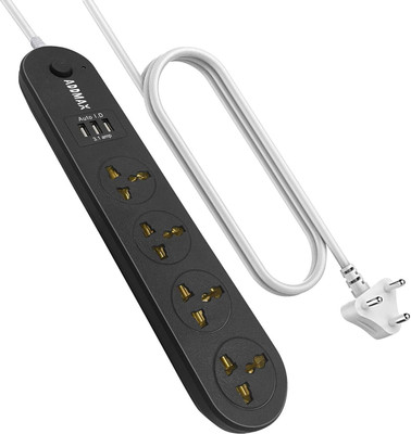 Addmax Extension Board with USB– 4 Socket Power Strip 4  Socket Extension Boards(Black, 5 m, With USB Port)