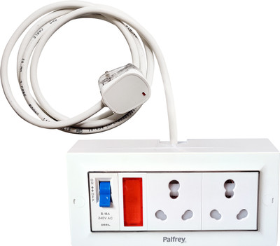 PALFREY Electric Extension Board - 16A MCB with two 16A Socket |3 meter (2200W) 2  Socket Extension Boards(White, 3 m)