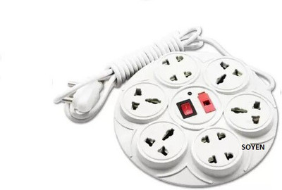 SOYEN 8 Socket Extension Cord With Individual Switches FUSE Led Indicator 8  Socket Extension Boards(White, 2.5 m)