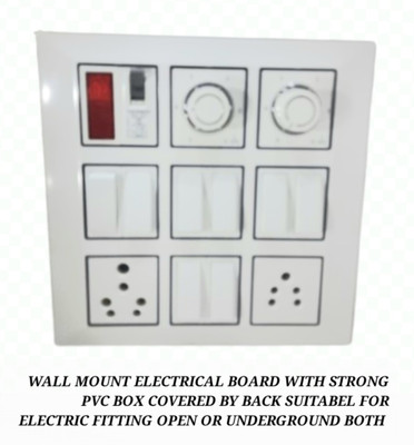 BAHUL Wall mount modular board withCONA MCBcovered by back. 2  Socket Extension Boards(White, 0 m)
