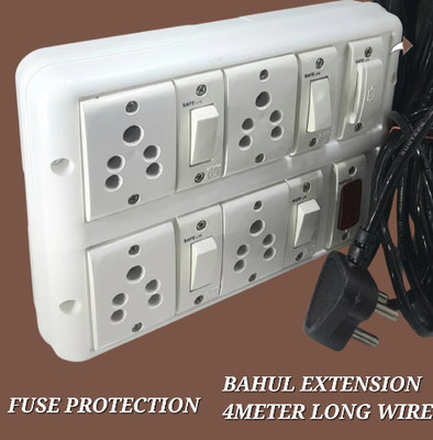 BAHUL SHOCKPROOF EXTENSION WITH FUSE PROTECTION 4+4SOCKET 4  Socket Extension Boards(White, 4 m)