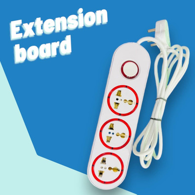 SRD HS-8D 3 Socket Extension Cord 6 Ampere with 1 Switch, LED 3 Pin plug 3  Socket Extension Boards(White, 3 m)