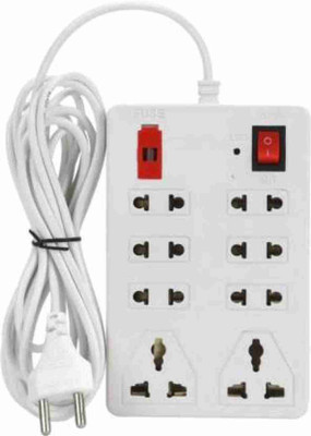 Land track 6 Amp Extension Board 3 mtr multi plug Surge Protector With universal switch & 8 Socket Extension Boards(White)