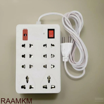 RAAMKM CD_L_1062_Mini Strip 8+2|(Cord Length:- 2m)8 Socket Extension Board 8 Socket Extension Boards(White, 2.5 m) RAAMKM CD_L_1062_Mini Strip 8+2|(Cord Length:- 2m)8 Socket Extension Board 8 Socket Extension Boards(White, 2.5 m)