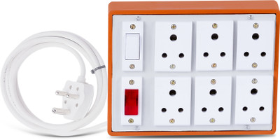 Cordnet Heavy Duty Extension Board With 6A 3 PIN Plug (Style4_12M) 6  Socket Extension Boards(Brown, 12 m)