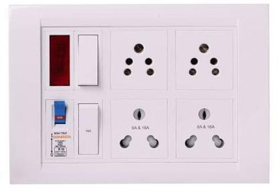 BAHUL Bahul power strip extension multi outlet board Contains One Orpat Switch(15 Amp) Fitted with 2 Orpat Sockets(5 Amp) And 2 Orpat Sockets(15 Amp) Fitted With One Orpat Switch(15 Amp) And One Cona MCB(32 Amp) With 4 Metre Chord 4  Socket Extension Boards(White, 4 m)