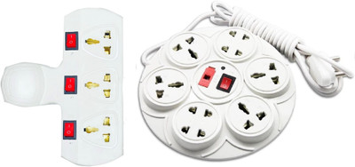 mlu Extension Board 8 universal 6 amp socket 2 mtr Cord and Multi Plug Point with LED Indicator fuse and common switch 8  Socket Extension Boards(White, 2 m)