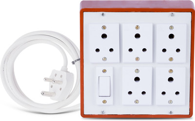 Cordnet Heavy Duty Extension Board With 6A 3 PIN Plug (Style10_4M) 5  Socket Extension Boards(Brown, 4 m)