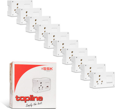 Garg Traders 16 Amp Combined Switch Socket Board | Modular | Durable | Multipurpose Use 5  Socket Extension Boards(White, 2 m)