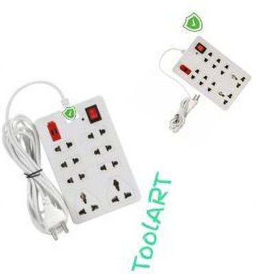 TOOLART kjkj26_8+1 Extension Board with 2m Long Wire & Universal Fit 8 Socket (white,2m) 8  Socket Extension Boards(Beige, 2.5 m)