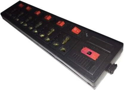 GLUCKLICH 6 Switch 6 socket extension Board with 3mtr wire 6AMP 6  Socket Extension Boards(Black, 3 m)
