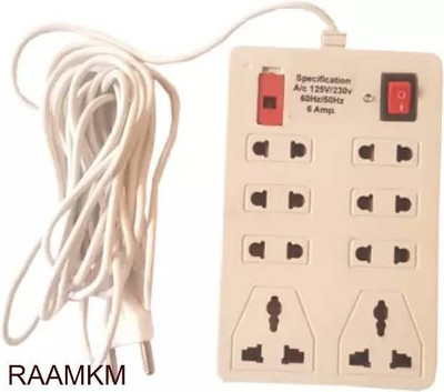 RAAMKM Ex_L_904_ One Plush Eight Extension Board 8 Socket Extension Boards 8  Socket Extension Boards(White, 2.5 m)