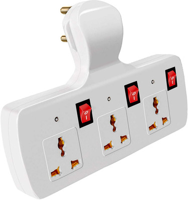 DECOBELL 3 Socket with 3 Individual Multi Plug Fuse Extension Board Switch with Individuals Switches, LED Indicators and Spike Guard 3  Socket Extension Boards(White, 12.5 m)