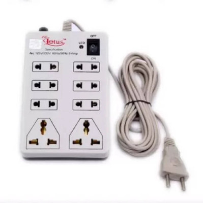 GLUCKLICH CB_1443 Mini Strip 8+2|(Cord Length:- 2m)8 Socket Extension Board 8  Socket Extension Boards(White, 2.5 m)