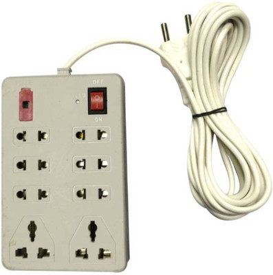TOOLART One Plush Eight Extension Board 8  Socket Extension Boards(White, 2 m)