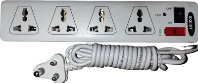 Skeisy ext 4socket x 1switch power up 10amp and requirementn240v led indicator 2.5 wire 4  Socket Extension Boards(White, 2.5 m)