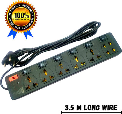 Sanhan ELECTRIC BOARD POWER STRIP MULTI PLUG 7 socket 6 switch best quality 7  Socket Extension Boards(Black, 3.5 m)
