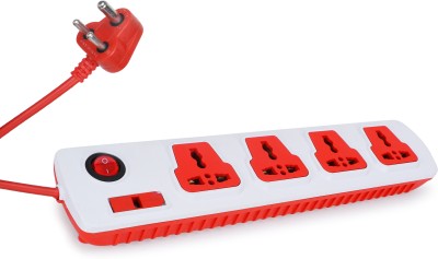 CHITRATECH Long WIre Extension Board With 4 Outlets And 1 Universal Switch Max Power 6A 4  Socket Extension Boards(Red, 4.572 m)
