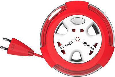 GM 3240 DREI 2 PIN Flex Extension Cord with 5 m Cable with Master Switch 3  Socket Extension Boards(Red, 5 m)