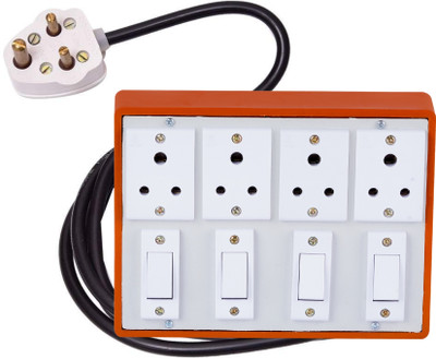 JELECTRICALS 8 Meter Copper Wire 4  Socket Extension Boards(Brown, 8 m)