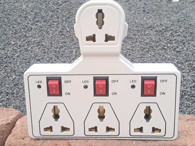 DRX MARKETING 4/ UNIVERSAL SOCKET 3 SWITCH MULTI PLUG EXTENSION BOARD AX-18 4  Socket Extension Boards(Red, Silver, 0 m)
