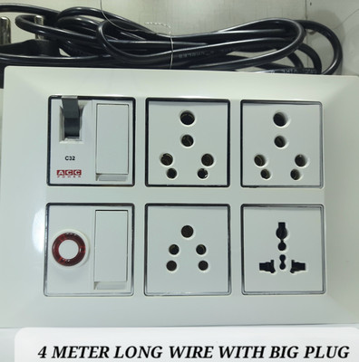 BAHUL Pvc SHOCKPROOF EXTENSION 4METER BIG PLUG 4  Socket Extension Boards(White, 4 m)