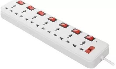 SOYEN SB-7 socket 7 switch extension board with 3mtr wire & 10AMP 7  Socket Extension Boards(White, Red, 3 m)