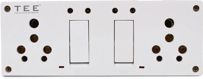 The Elite Electrotek Double Combined Box Wall Mountable Power Board 2 in 1 Power Socket with Switch 2  Socket Extension Boards(White, 0 m)