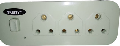 Skeisy SK 3 SOCKET 1 POUESH BUTTON EXTESNION CORD POWER UP 10AMP AND 240V 3  Socket Extension Boards(Green, 2 m)