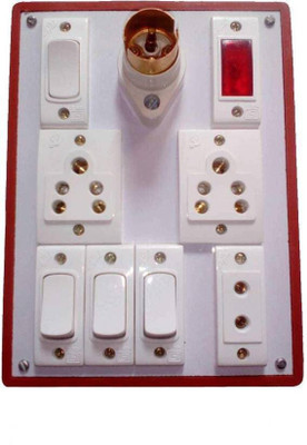 Oymyakon electric Fiber Board with 3 Socket and 4 Switch with Bulb Holder for Commercial and Home Use 210 A Three Pin Socket 3  Socket Extension Boards(White, Brown, 2 m)