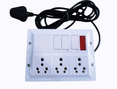 BAHUL 3+3socket power plug heay duty wire 1500watt capacity F 3  Socket Extension Boards(White, 4 m)