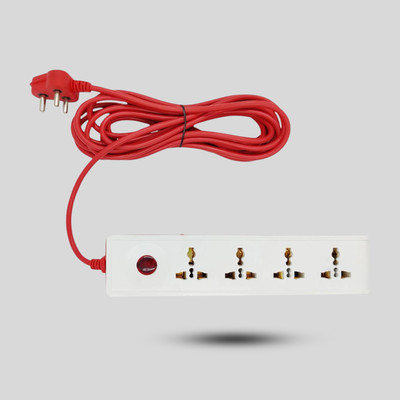 FADMAN 5 Meter Long Cable | Universal Heavy Duty Power | 4  Socket Extension Boards(Multicolor, 5 m)