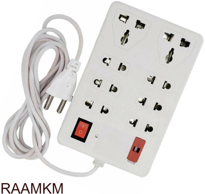 RAAMKM Ex_L_983_8 SOCKET 2 SWITCHES EXTENSION CORD/ EXTENSION BOARD 8 Socket 8  Socket Extension Boards(White, 2.5 m)