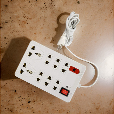 TOOLART Power Plate 8 Multi Plug 1500W 8 Socket Extension Boards FGE 8  Socket Extension Boards(White, 2.5 m)