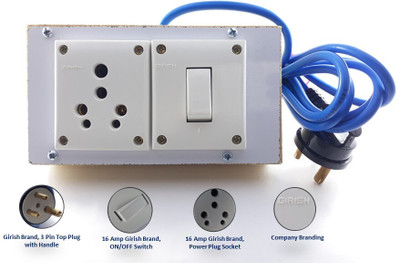Pardeep Enterprises Heavy Load, Power Plug Socket Extension Cord With 3 Meter Long Wire 1  Socket Extension Boards(White, 3 m)