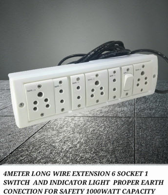 BAHUL SMALL PLUG EXTENSION 4 METER LONG ISI PARTS 6  Socket Extension Boards(White, 4 m)