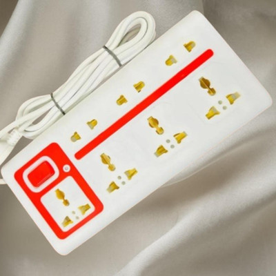 VNG 7-Socket Surge Protector Power with Heavy-duty cord 7  Socket Extension Boards(White, 4 m)