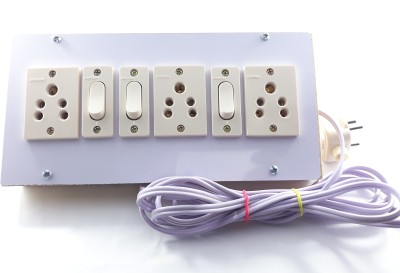 Pardeep Enterprises 3 Socket Extension Board/Cord With 3 Meter Long Flat Wire 3  Socket Extension Boards(White, 3 m)